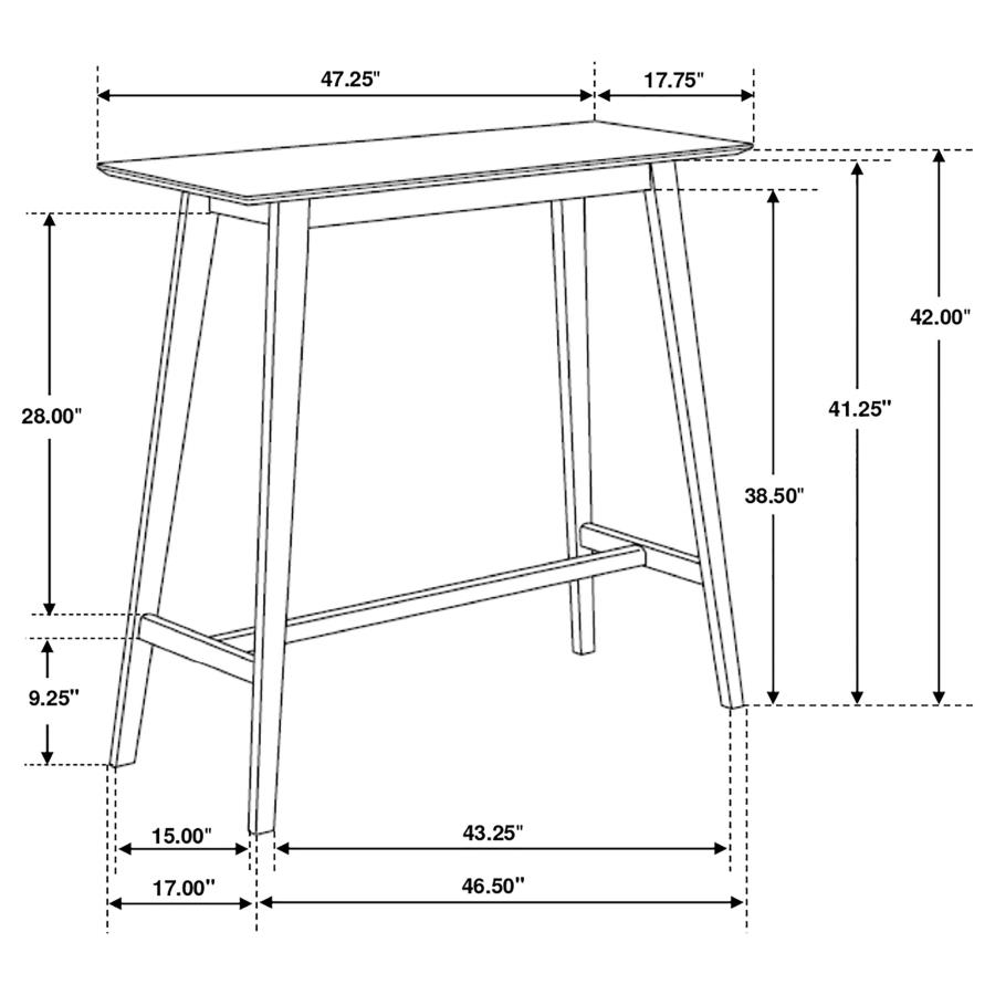 (image for) Finnick 3-piece Rectangular Pub Height Bar Table Set Walnut