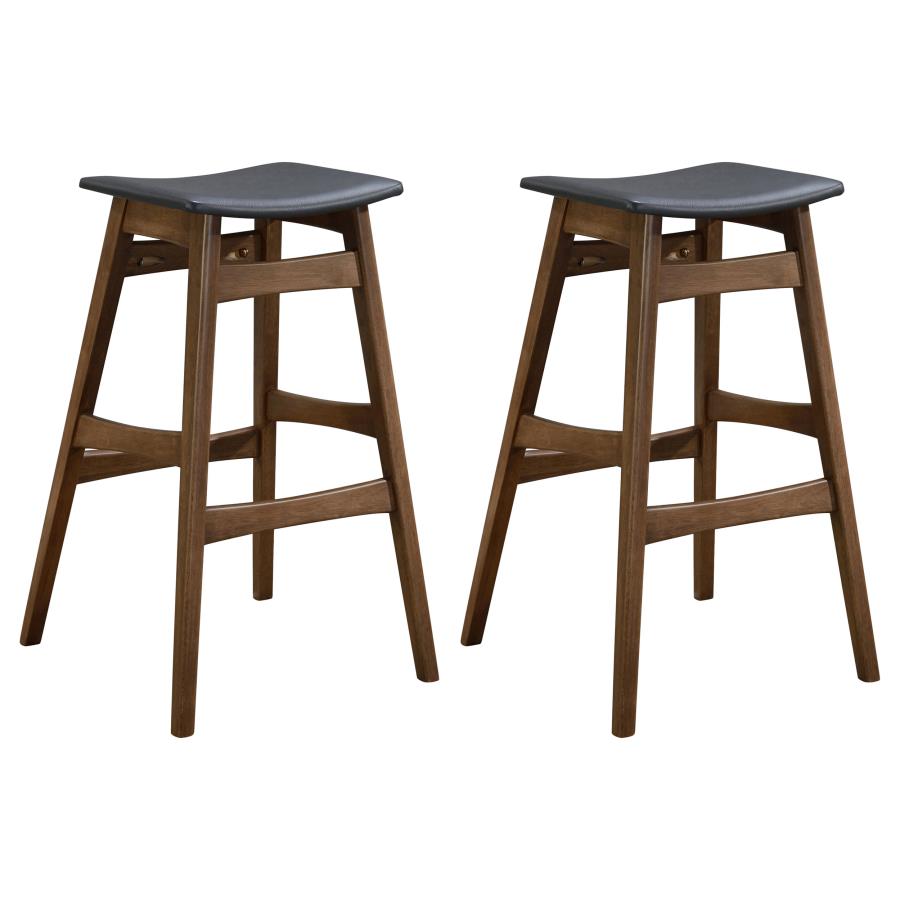 (image for) Finnick Cushioned Backless Bar Stool Walnut (Set of 2) - Click Image to Close