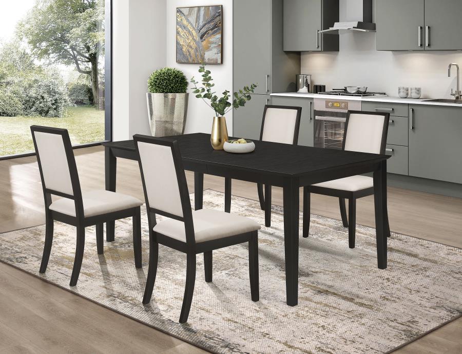 (image for) Louise 5-piece Rectangular Extension Leaf Dining Set Black - Click Image to Close