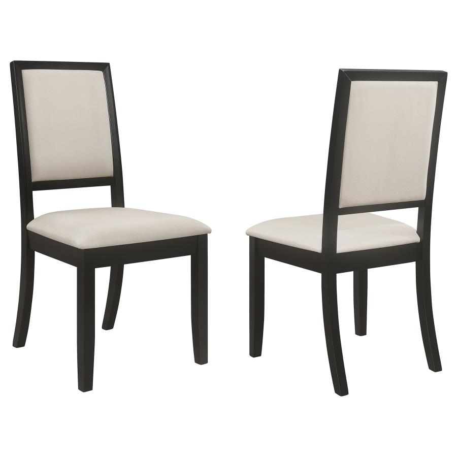 (image for) Louise Upholstered Wood Dining Side Chair Black (Set of 2) - Click Image to Close