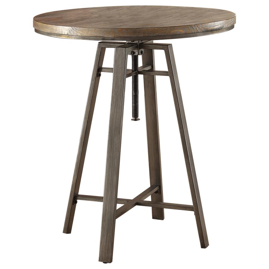 (image for) Bartlett Round 32-inch Adjustable Bar Table Brushed Nutmeg - Click Image to Close