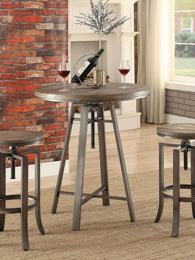 (image for) Bartlett Round 32-inch Adjustable Bar Table Brushed Nutmeg