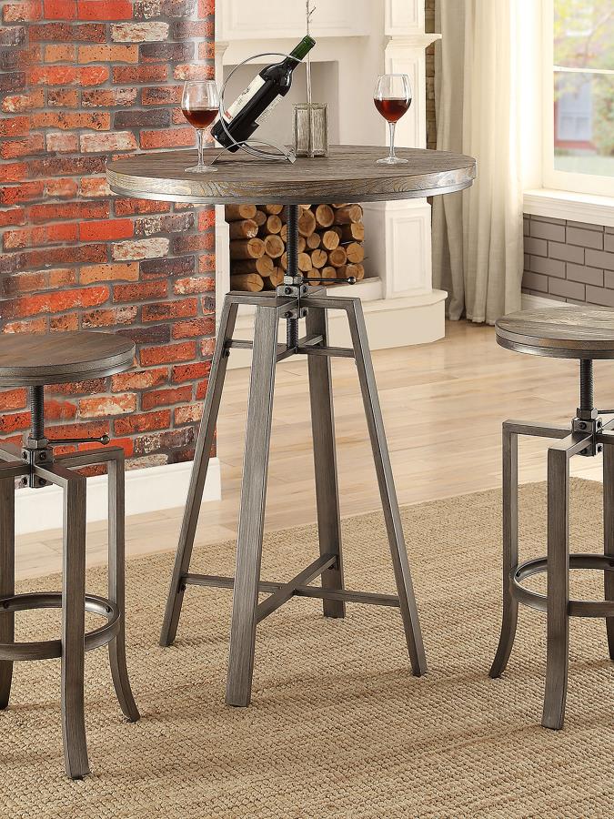 (image for) Bartlett Round 32-inch Adjustable Bar Table Brushed Nutmeg