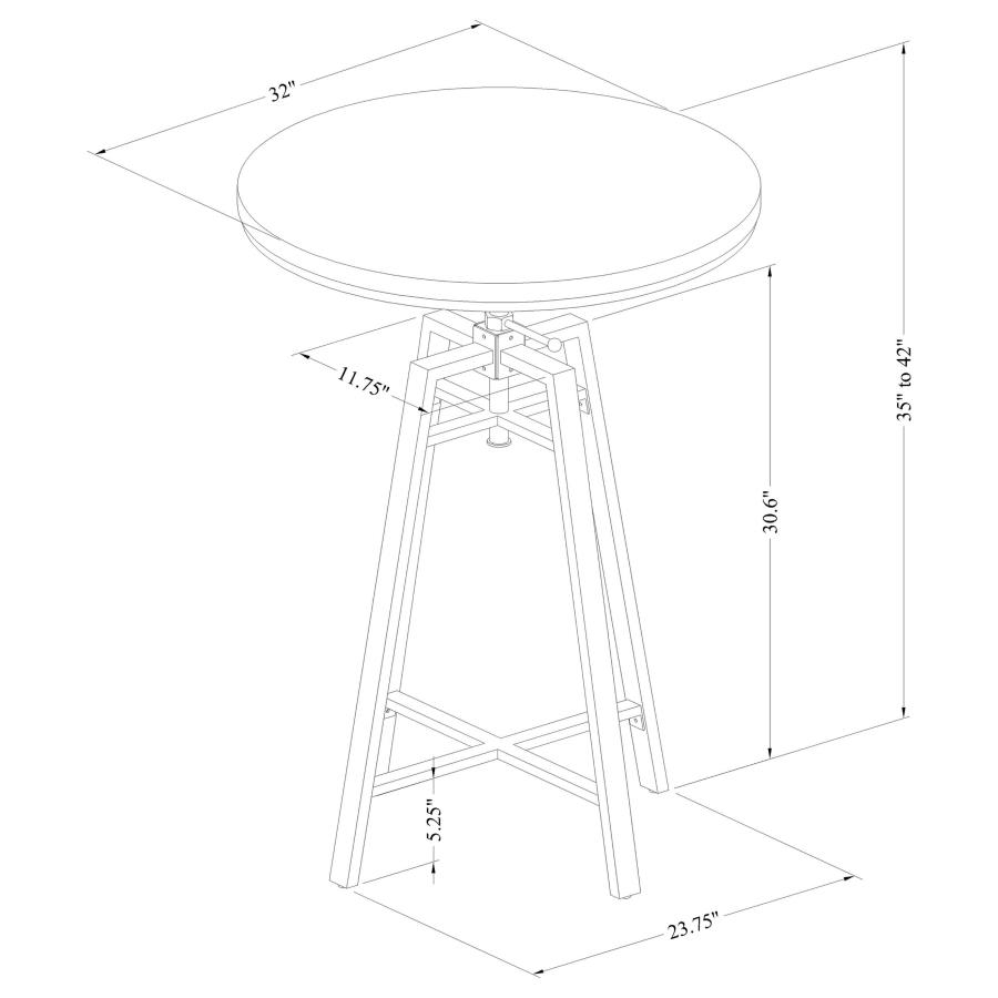 (image for) Bartlett Round 32-inch Adjustable Bar Table Brushed Nutmeg