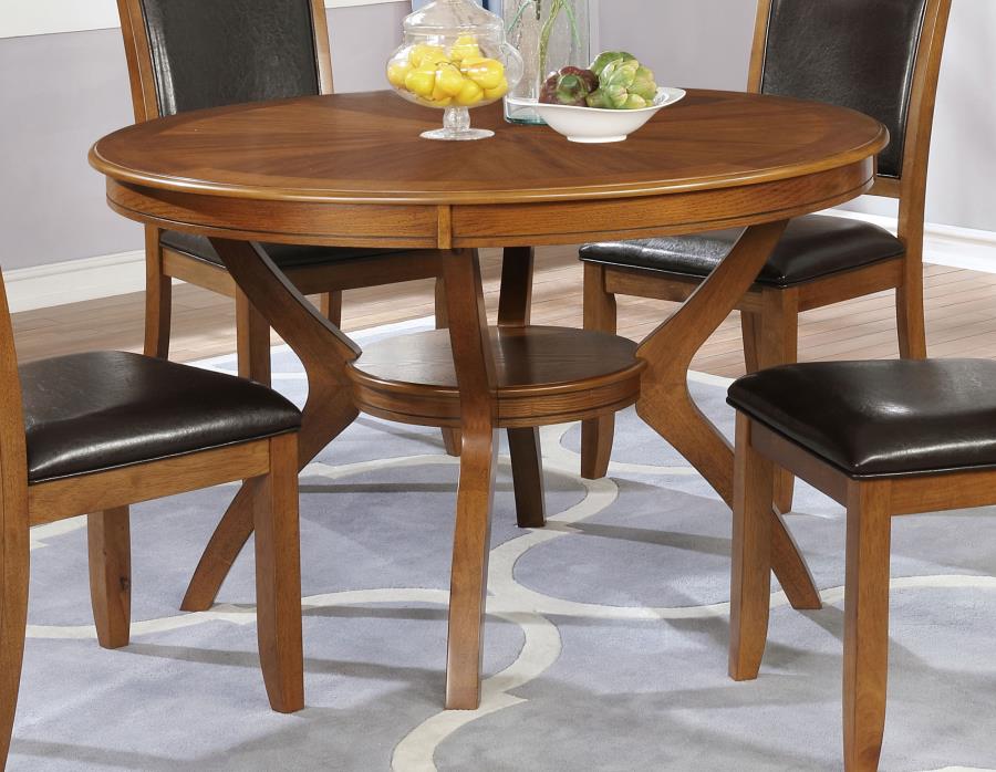 (image for) Nelms Dining Table with Shelf Deep Brown