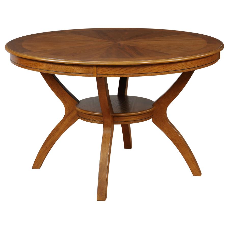 (image for) Nelms Dining Table with Shelf Deep Brown