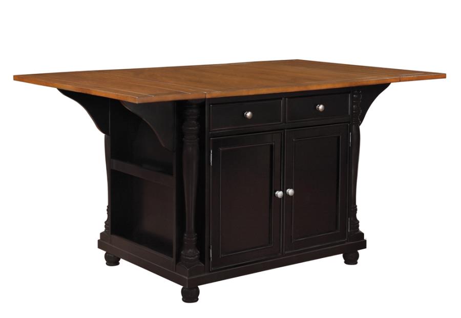 (image for) Slater 2-drawer Drop Leaf Kitchen Island Table Black