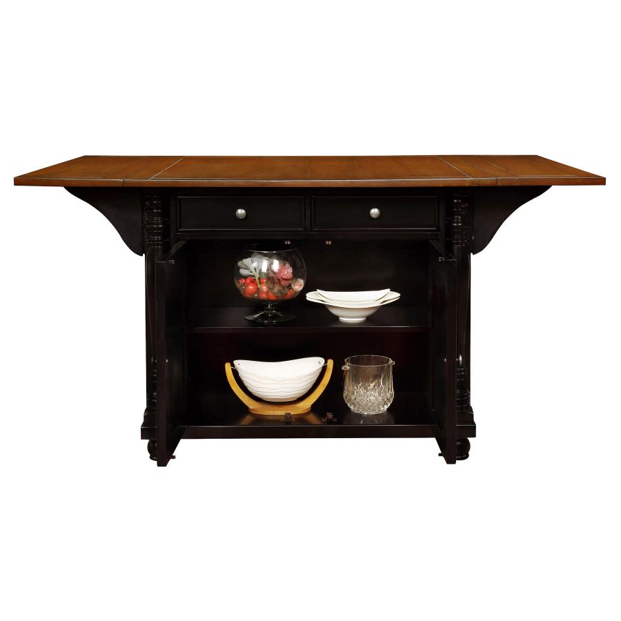 (image for) Slater 2-drawer Drop Leaf Kitchen Island Table Black