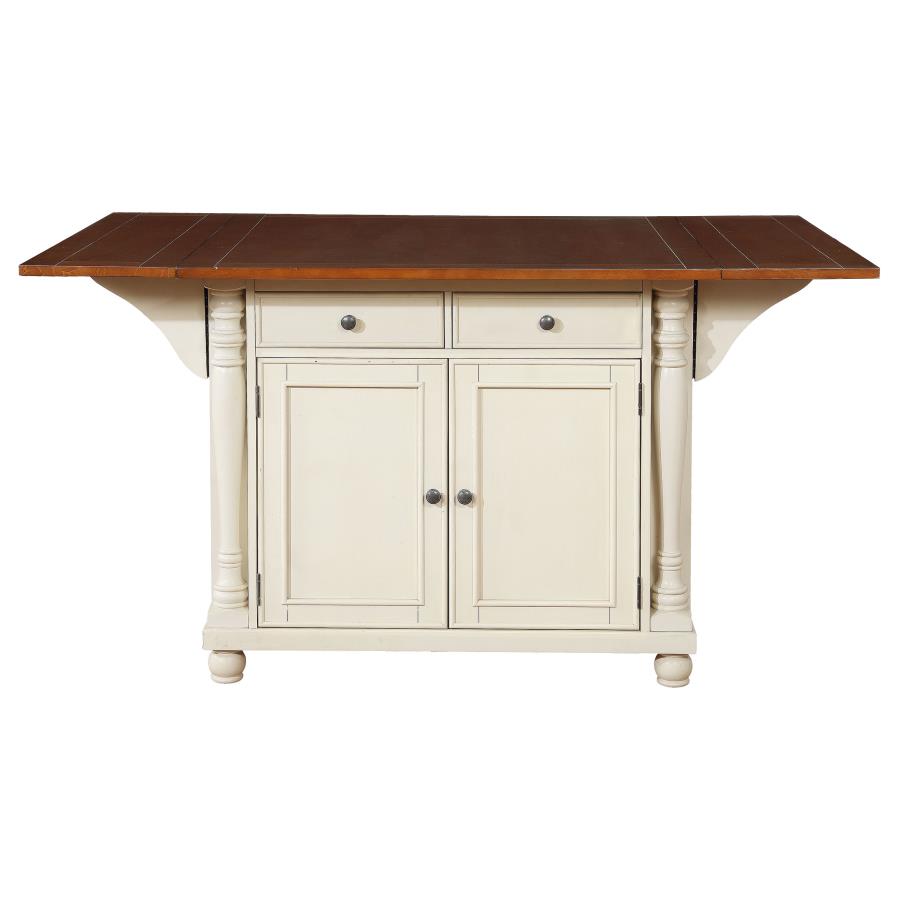 (image for) Slater 2-drawer Drop Leaf Kitchen Island Table Buttermilk