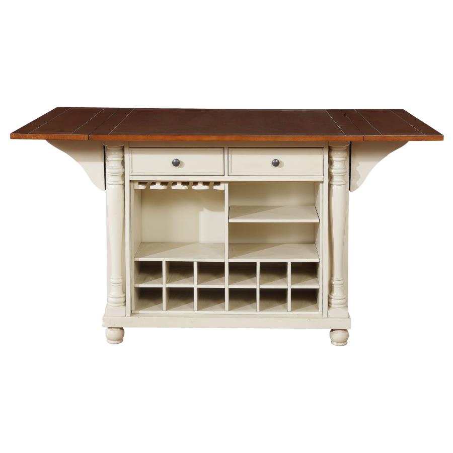 (image for) Slater 2-drawer Drop Leaf Kitchen Island Table Buttermilk