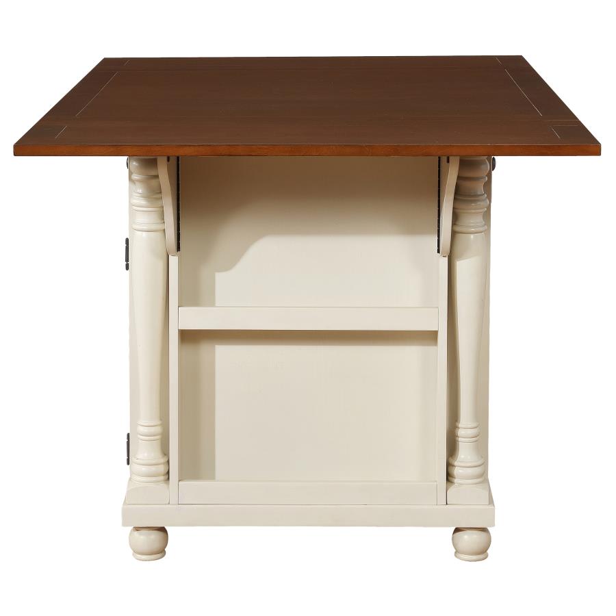 (image for) Slater 2-drawer Drop Leaf Kitchen Island Table Buttermilk