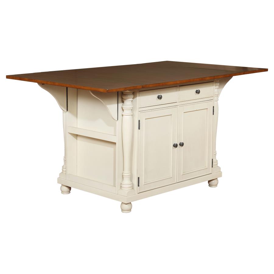 (image for) Slater 2-drawer Drop Leaf Kitchen Island Table Buttermilk