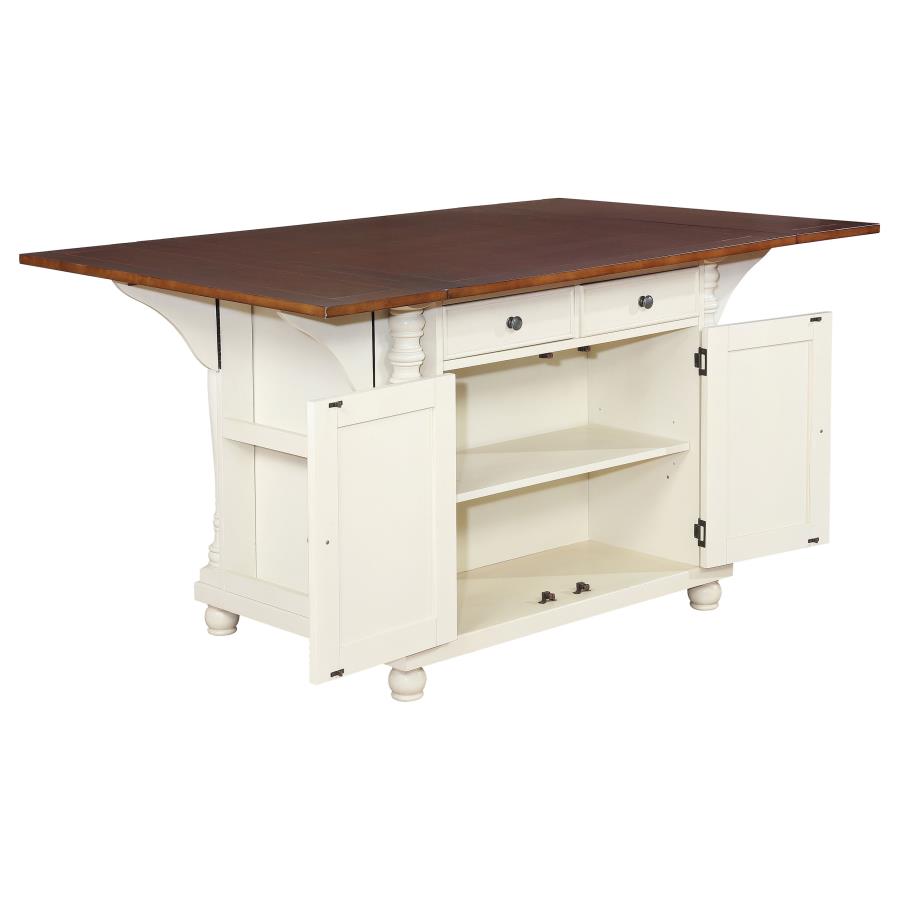 (image for) Slater 2-drawer Drop Leaf Kitchen Island Table Buttermilk