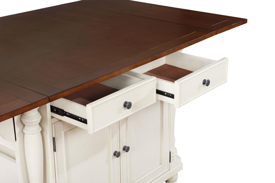 (image for) Slater 2-drawer Drop Leaf Kitchen Island Table Buttermilk