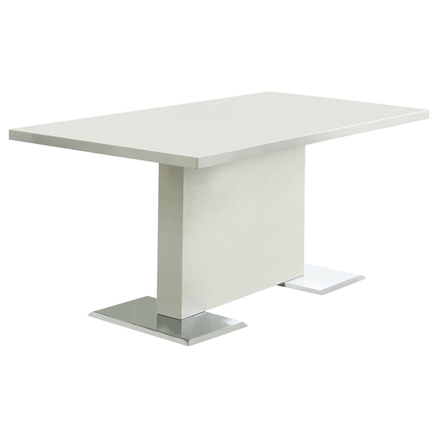 (image for) Anges Rectangular 63-inch Dining Table White High Gloss - Click Image to Close