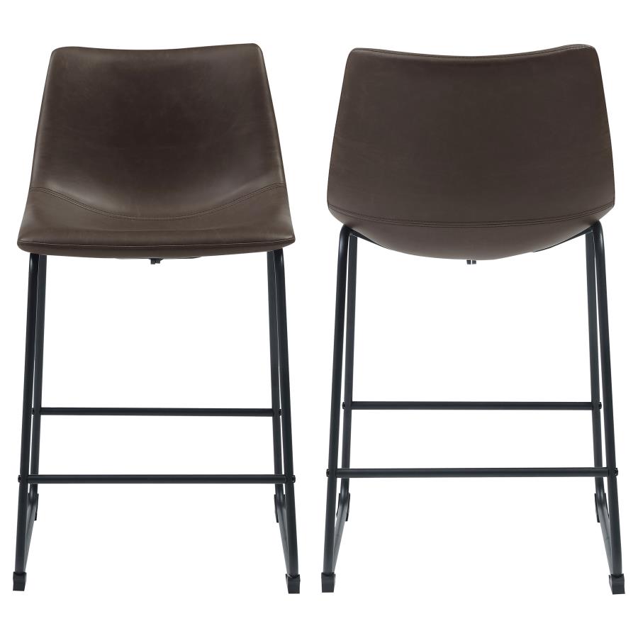 (image for) Michelle Upholstered Counter Chair Brown (Set of 2) - Click Image to Close