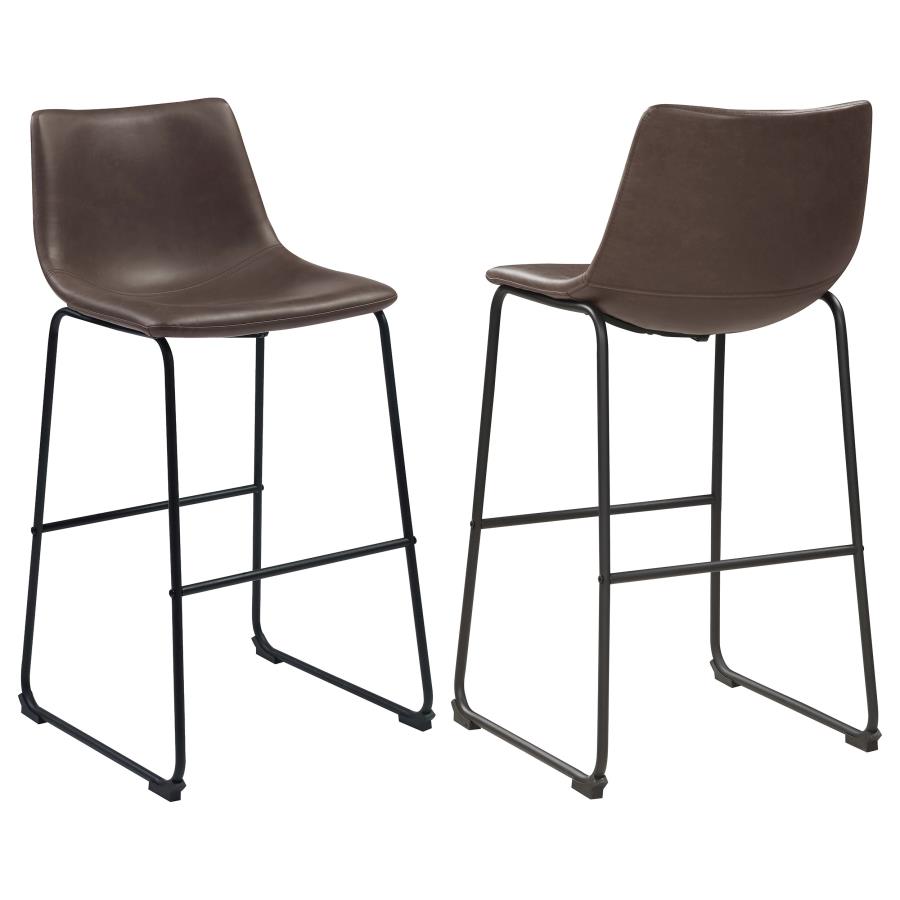 (image for) Michelle Upholstered Bar Chair Brown (Set of 2) - Click Image to Close