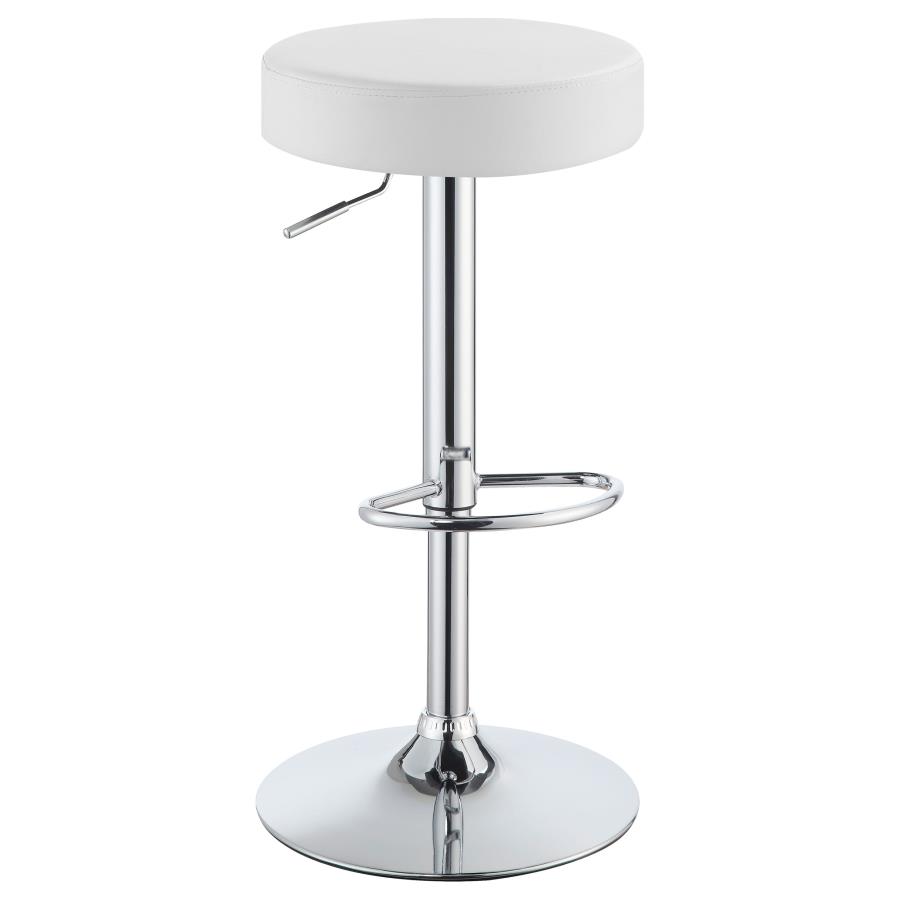 (image for) Ramses Adjustable Backless Bar Stool Chrome and White - Click Image to Close