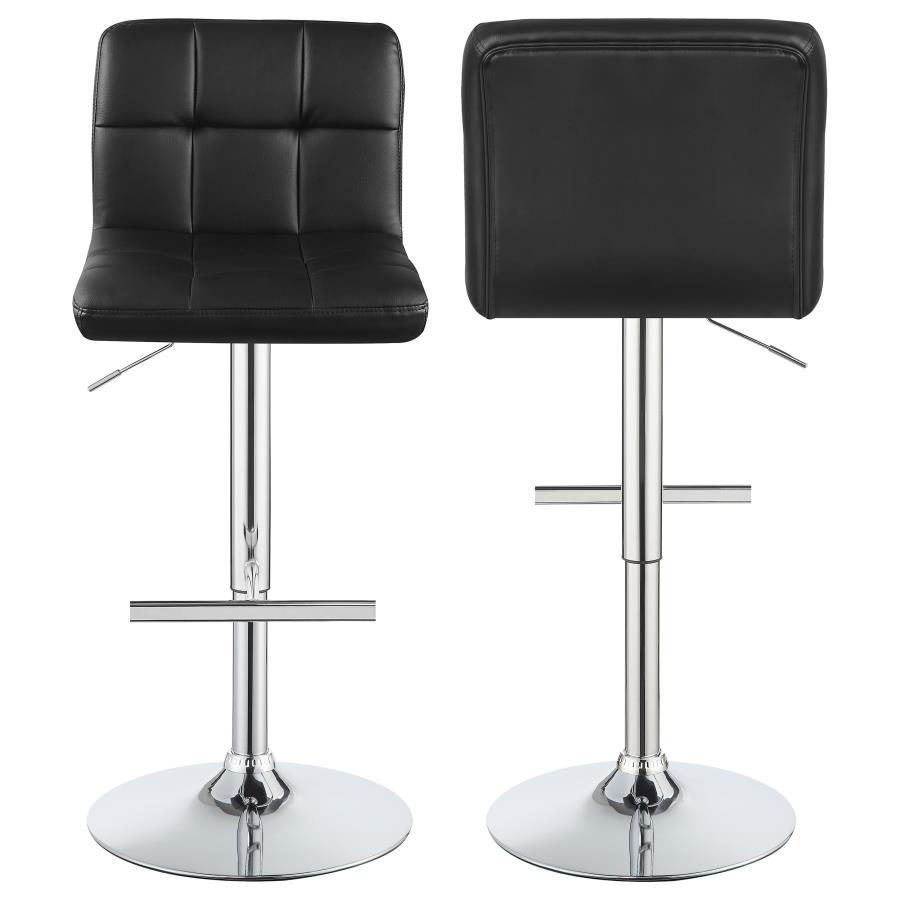 (image for) Lenny Upholstered Adjustable Bar Stool Black (Set of 2) - Click Image to Close