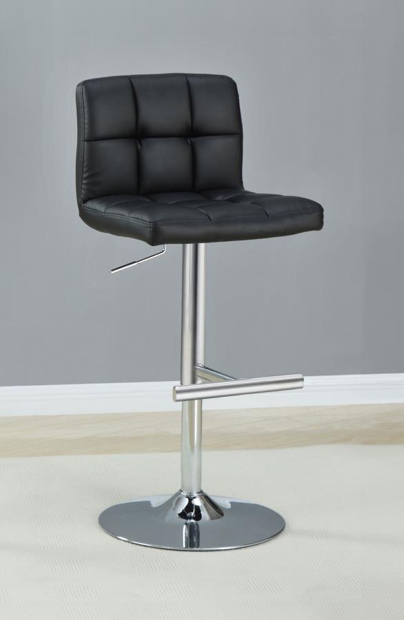 (image for) Lenny Upholstered Adjustable Bar Stool Black (Set of 2)