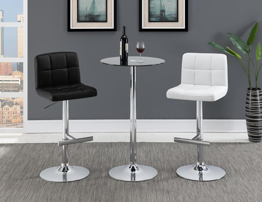 (image for) Lenny Upholstered Adjustable Bar Stool Black (Set of 2)