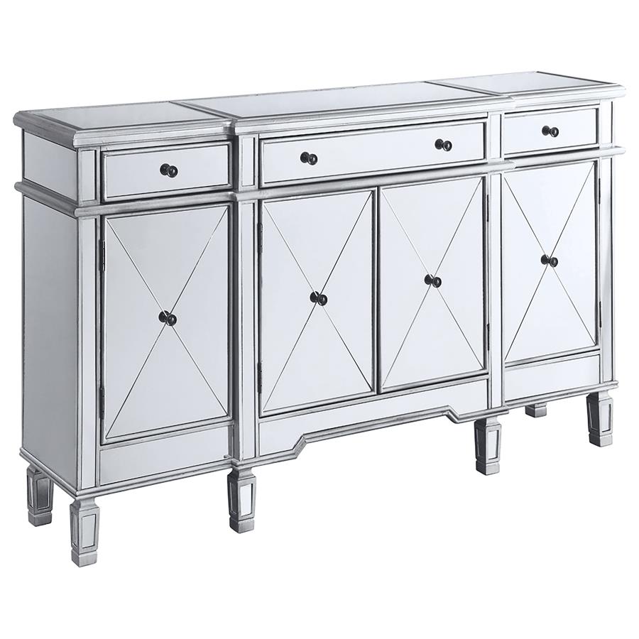 (image for) Aconitum 4-door Mirrored Storage Accent Cabinet Silver