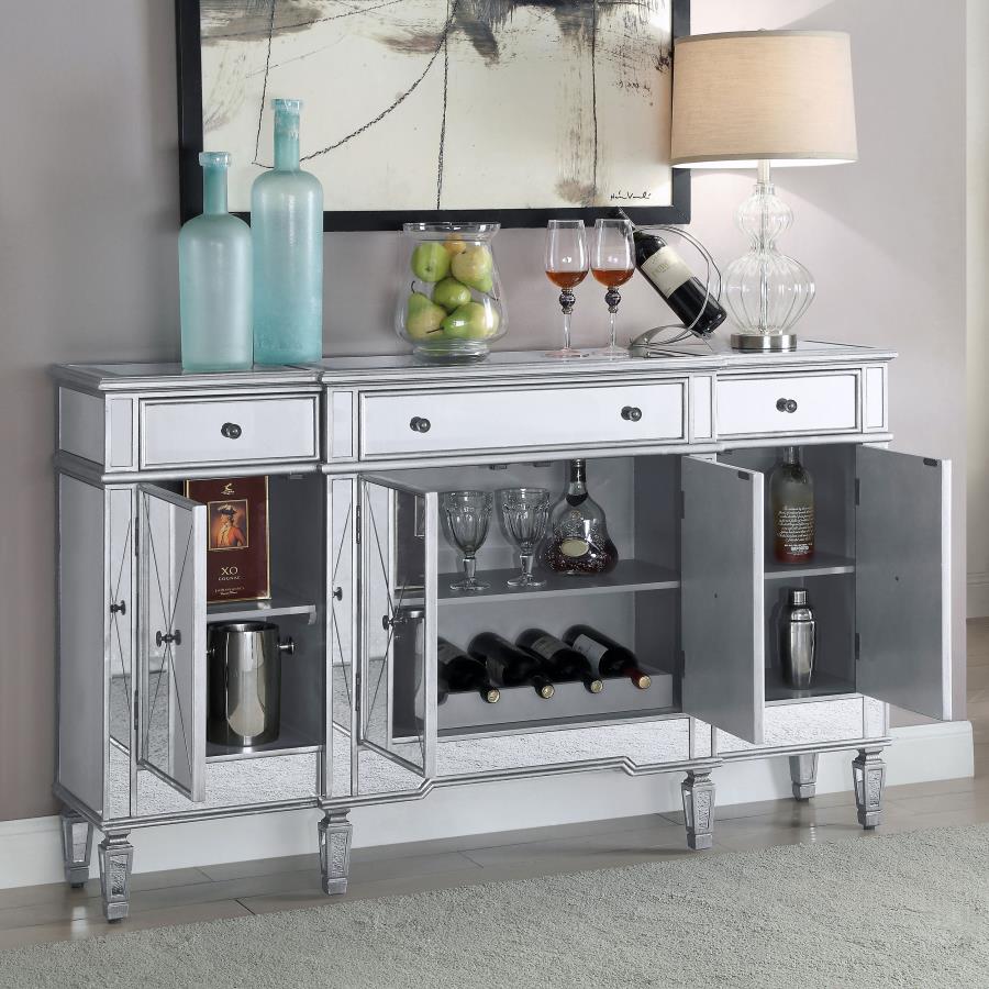 (image for) Aconitum 4-door Mirrored Storage Accent Cabinet Silver