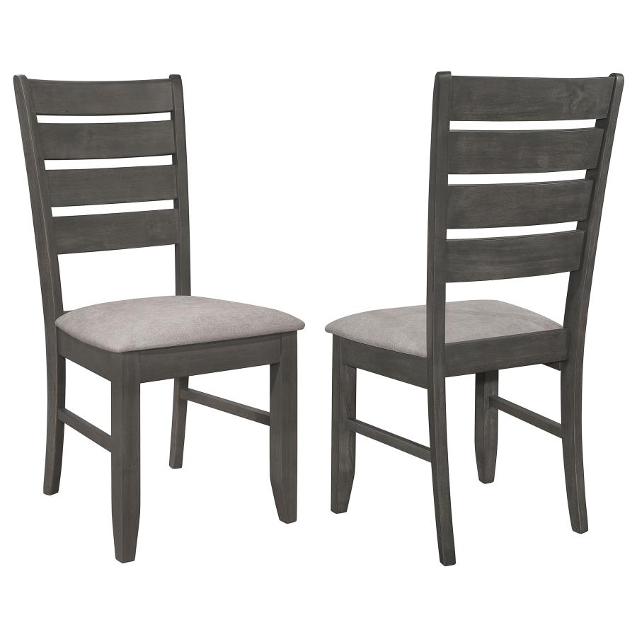 (image for) Dalila Wood Dining Side Chair Dark Grey (Set of 2) - Click Image to Close