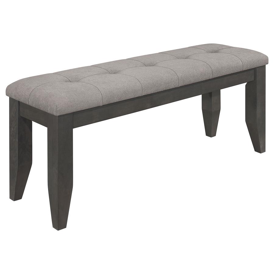 (image for) Dalila Fabric Upholstered Wood Dining Bench Dark Grey