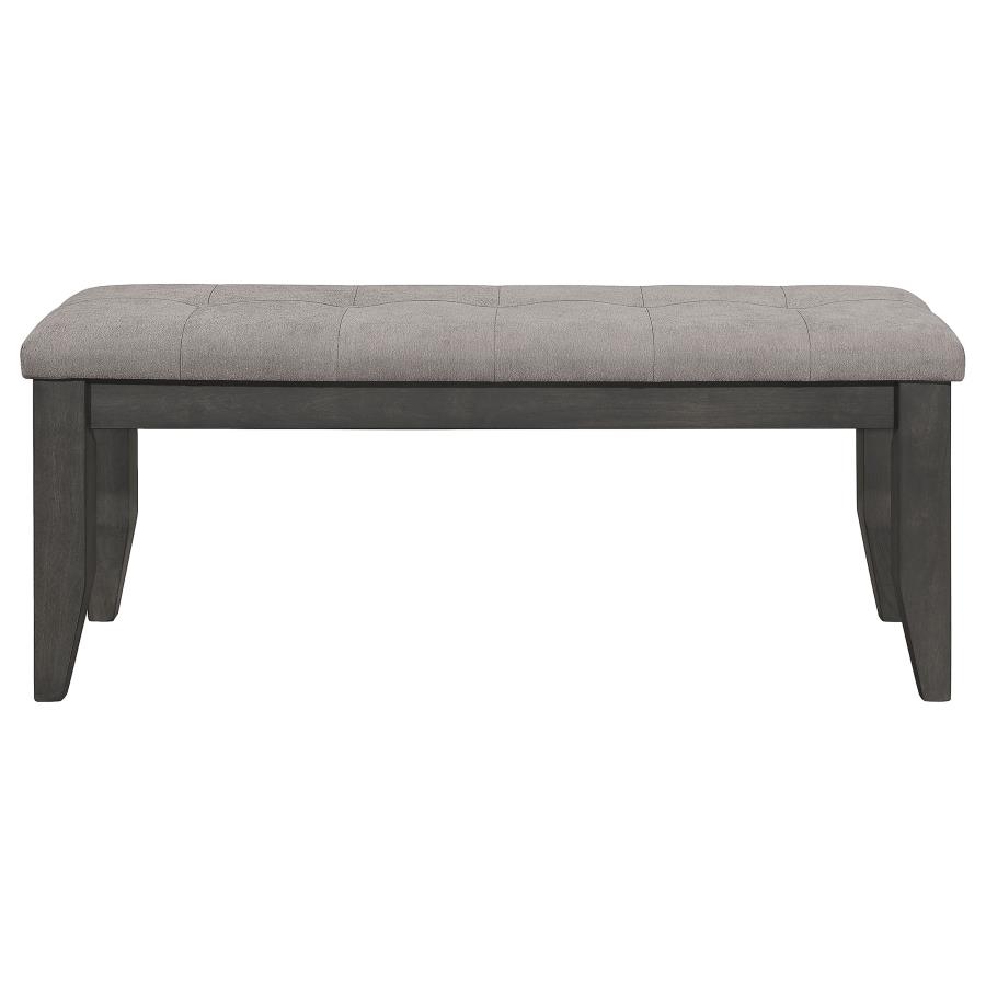 (image for) Dalila Fabric Upholstered Wood Dining Bench Dark Grey