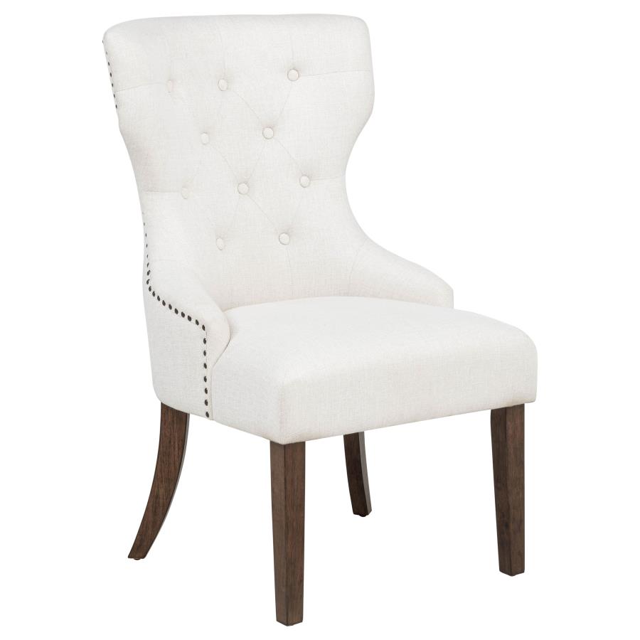 (image for) Baney Fabric Upholstered Dining Side Chair Cream and Dark Oak