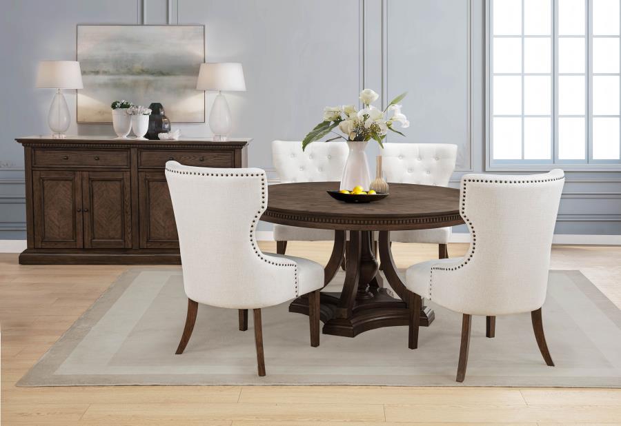 Modal Additional Images for Baney Fabric Upholstered Dining Side Chair Cream and Dark Oak