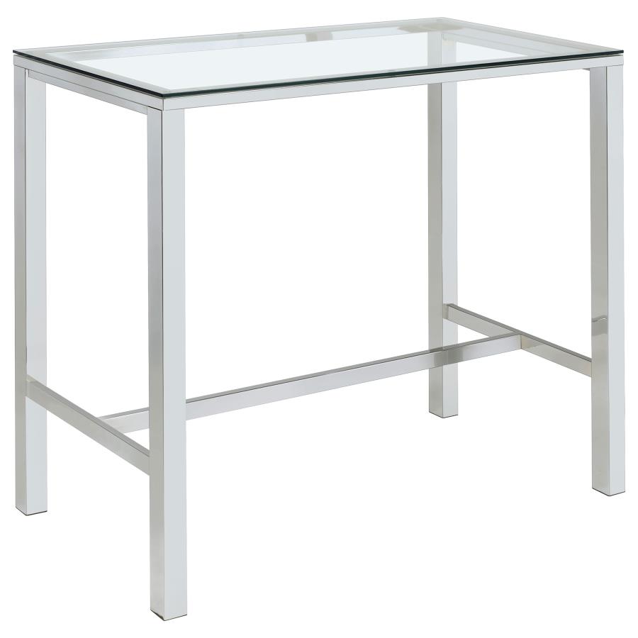 (image for) Tolbert Rectangular 47-inch Glass Top Pub Bar Table Chrome - Click Image to Close