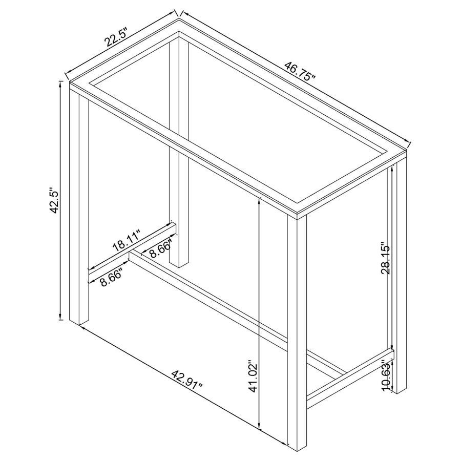 (image for) Tolbert Rectangular 47-inch Glass Top Pub Bar Table Chrome