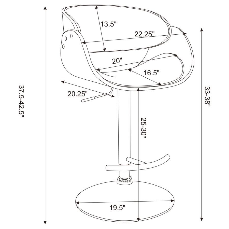 (image for) Dana Adjustable Bar Stool Ecru and Chrome