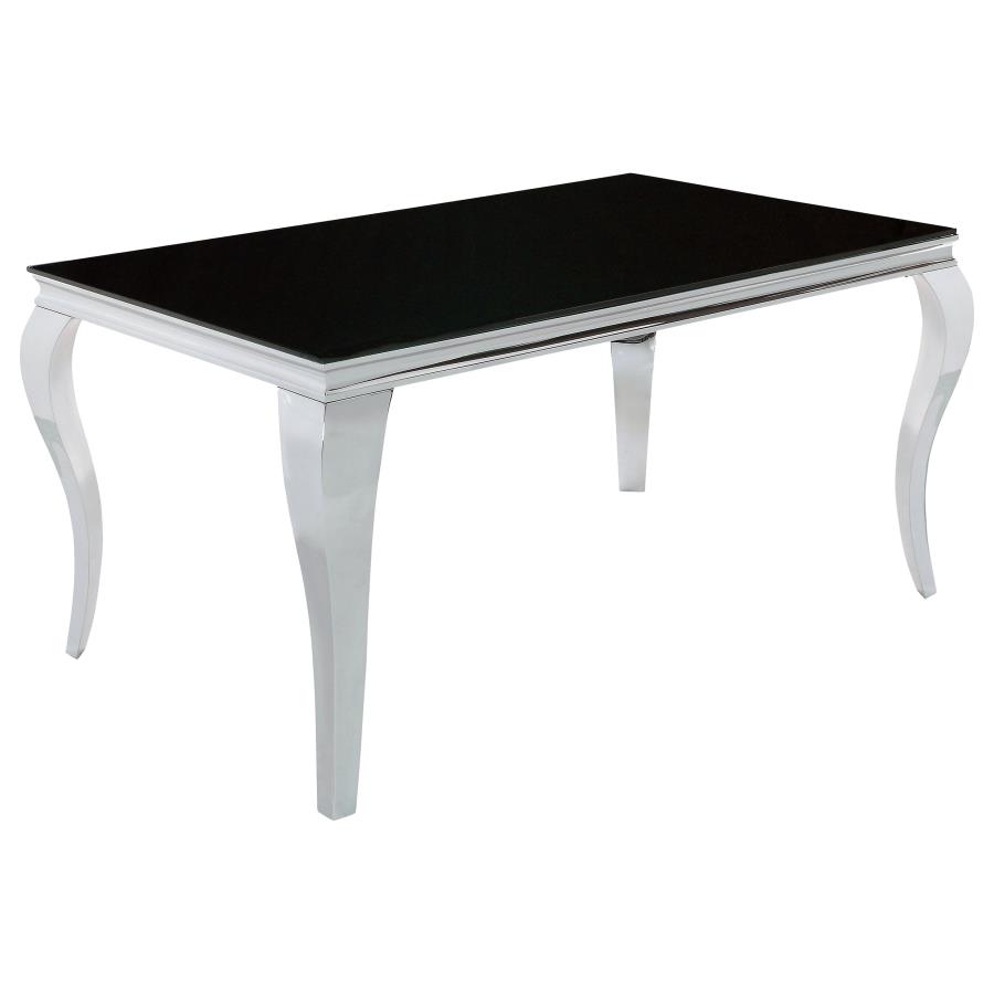 (image for) Carone Rectangular 61-inch Glass Top Dining Table Black - Click Image to Close