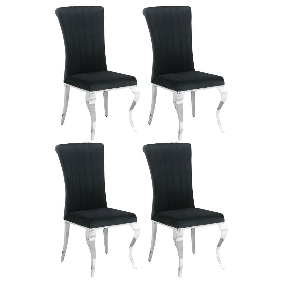 (image for) Betty Velvet Upholstered Dining Side Chair Black (Set of 4) - Click Image to Close