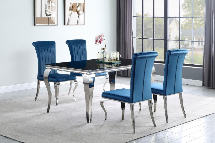 (image for) Betty Velvet Upholstered Dining Side Chair Blue (Set of 4)