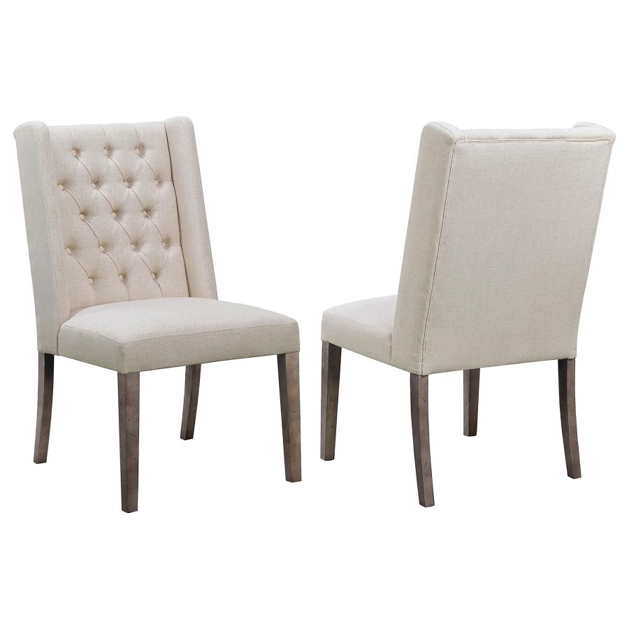 (image for) Bexley Fabric Upholstered Dining Side Chair Beige (Set of 2) - Click Image to Close