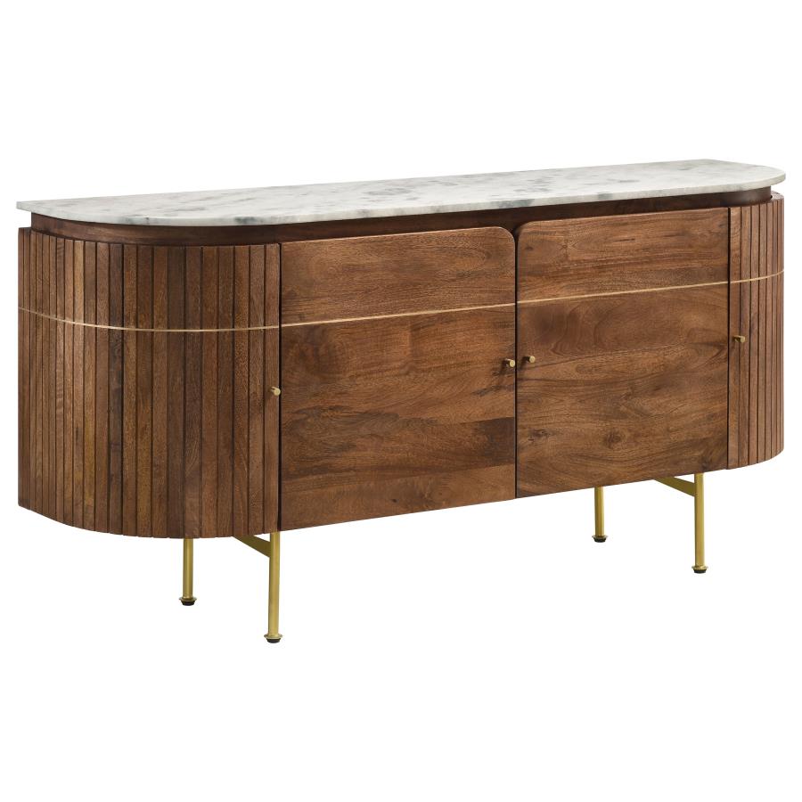 (image for) Ortega 4-door Marble Top Sideboard Buffet Cabinet Natural - Click Image to Close