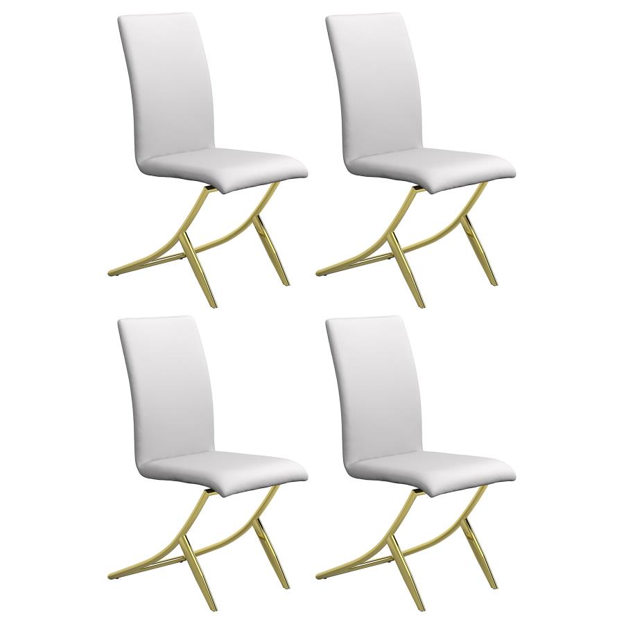 (image for) Carmelia Upholstered Dining Side Chair White (Set of 4) - Click Image to Close