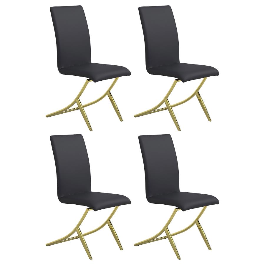 (image for) Carmelia Upholstered Dining Side Chair Black (Set of 4) - Click Image to Close