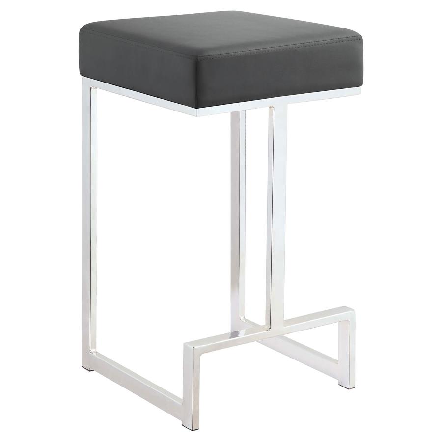 (image for) Gervase Square Counter Height Stool Grey and Chrome - Click Image to Close