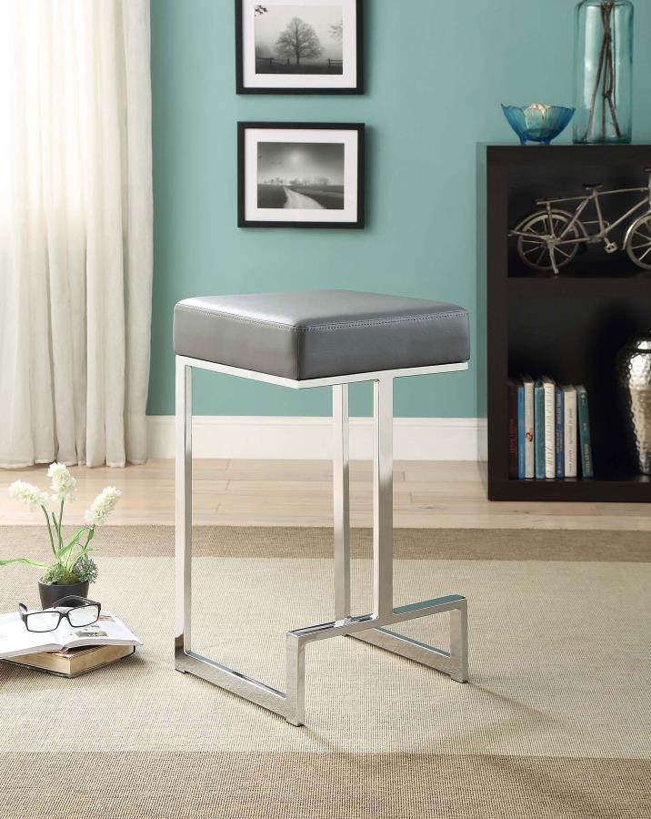 (image for) Gervase Square Counter Height Stool Grey and Chrome