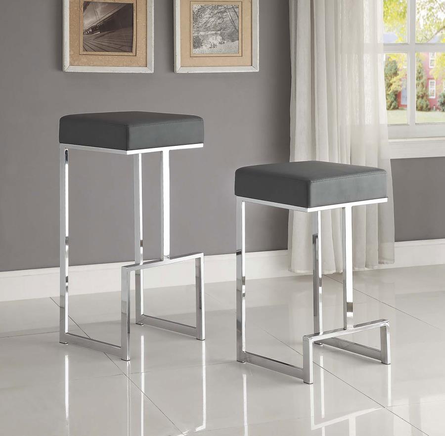 (image for) Gervase Square Counter Height Stool Grey and Chrome