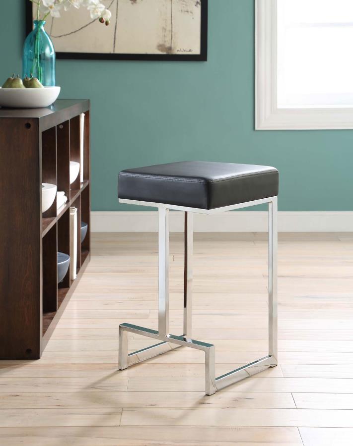 (image for) Gervase Square Counter Height Stool Black and Chrome