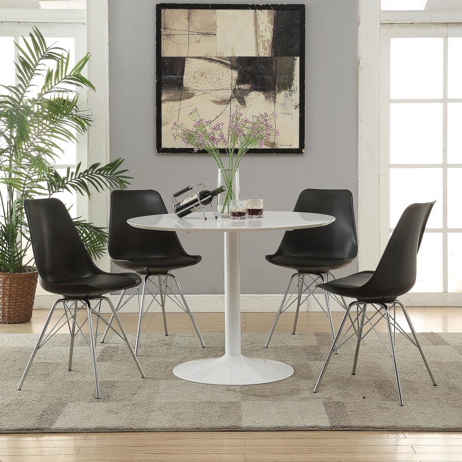 (image for) Lowry 5-piece Round Dining Table Set White and Black - Click Image to Close