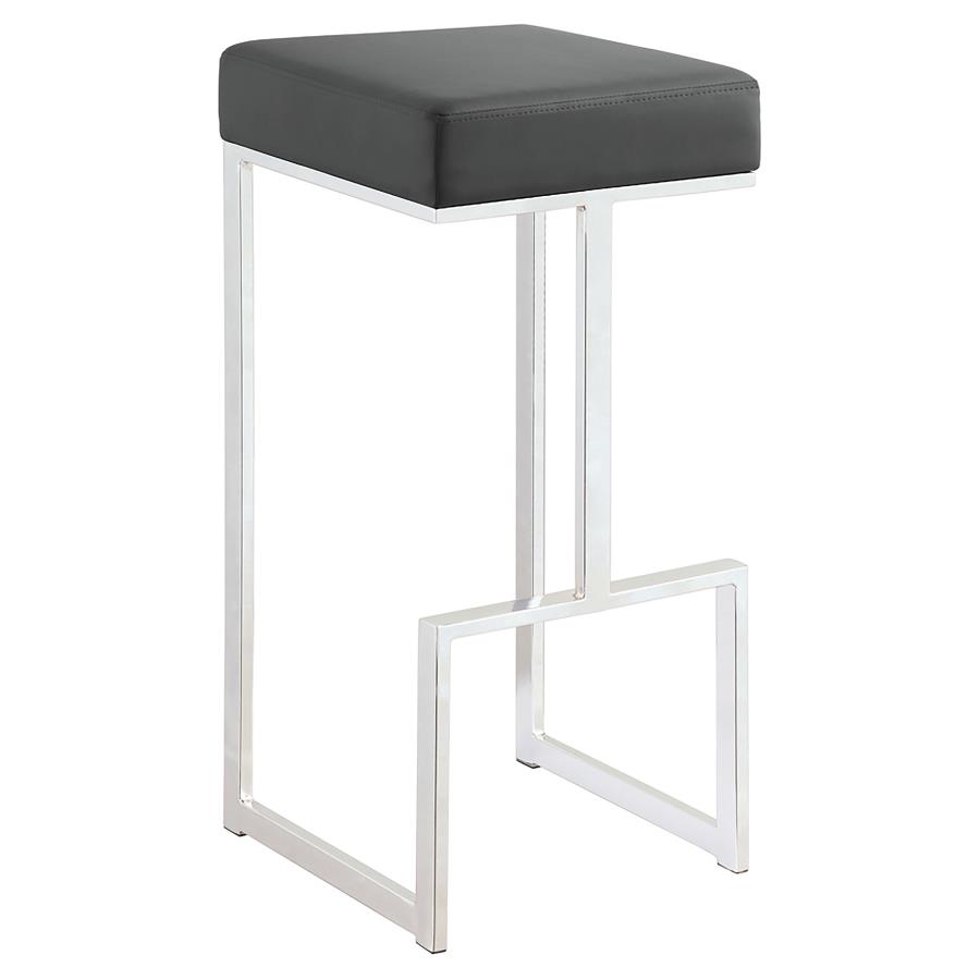 (image for) Gervase Square Bar Stool Grey and Chrome - Click Image to Close