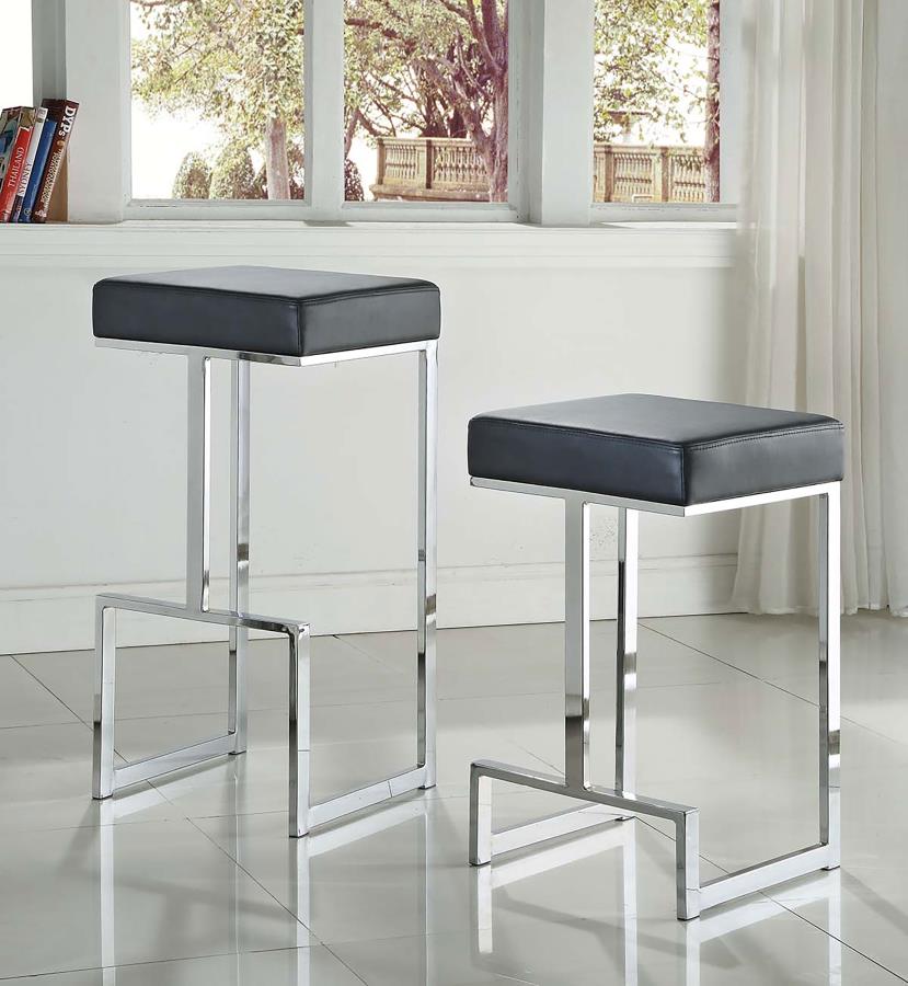 (image for) Gervase Square Bar Stool Black and Chrome