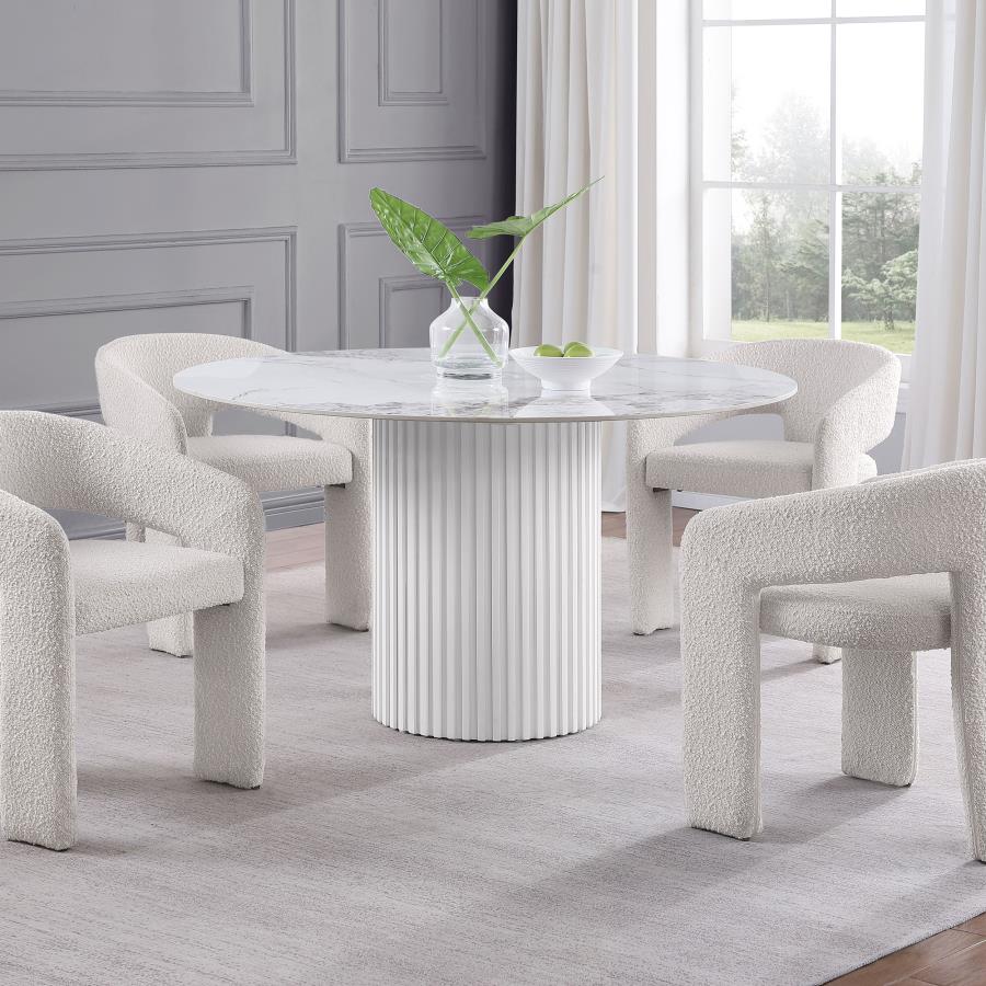 (image for) Acadia Round 53-inch Sintered Stone Top Dining Table White